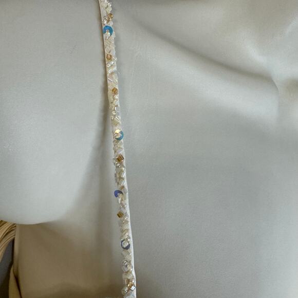 Elpis Pleated Vintage Inspired Off Shoulder Dress Ivory Gatsby Small New - Picture 5 of 13